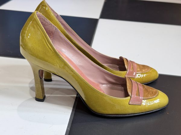 Sergio Zelcer "Citrus Patent" Loafer Pumps — The Architectural Pop Vintage [1990s]
