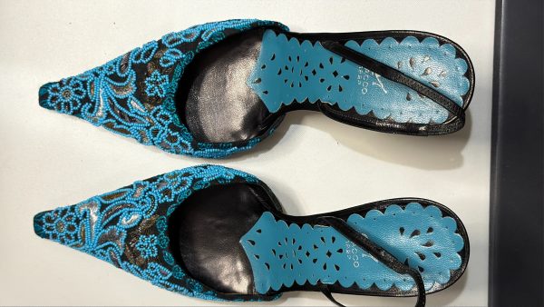 Sacco 1823 "Turquoise Mosaic" Beaded Slingbacks — Vintage Archive [1990s]