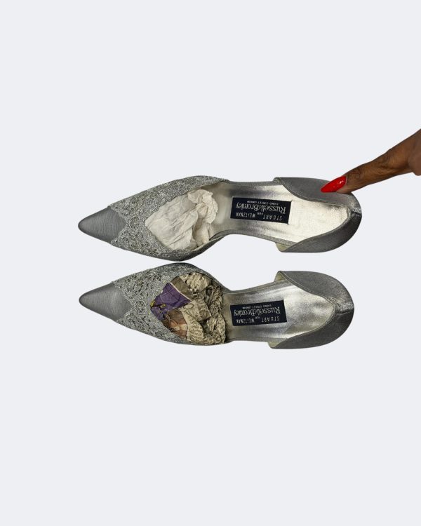 Stuart Weitzman for Russell & Bromley "Silver Filigree" D'Orsay Vintage [1990s]